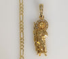 Plated Saint Jude 4mm 14K Diamond Cut Figaro Chain Necklace