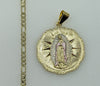 Plated Tri-Color Virgin Mary 3mm Figaro Chain Necklace