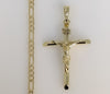 Plated Medium Cross 4mm 14K Diamond Cut Figaro Chain Necklace