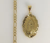 Plated Virgin Mary 4mm 14K Diamond Cut Figaro Chain Necklace