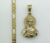 Plated Sacred Heart of Jesus 5mm Figaro Chain Necklace