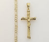 Plated Cross 4mm 14K Diamond Cut Figaro Chain Necklace
