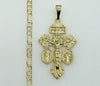 Plated Cross 4mm 14K Diamond Figaro Chain Necklace