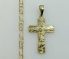 Plated Cross 4mm 14K Diamond Figaro Chain Necklace