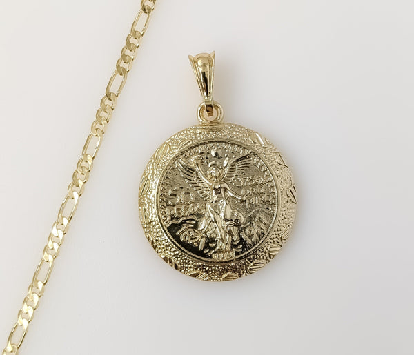Plated Mexican Centenario 3mm Figaro Chain Necklace