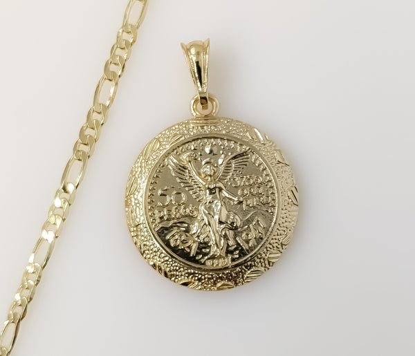 Plated Mexican Centenario 4mm Figaro Chain Necklace