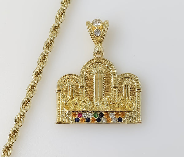 Plated The Last Supper 4mm Rope/Braided Chain Necklace