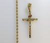 Plated Tri-Color Cross 3mm Rope/Braided Chain Necklace