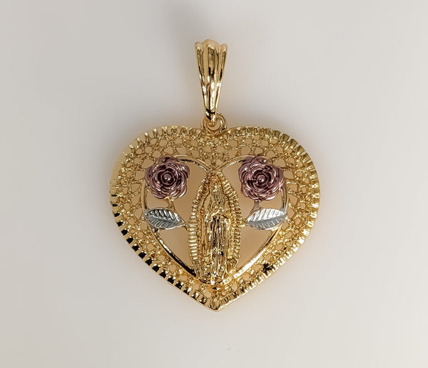 Plated Tri-Color Virgin Mary Pendant