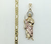 Plated Large Tri-Color Saint Jude 5mm Figaro Chain Necklace