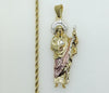 Plated Tri-Color Saint Jude 3mm Rope/Braided Chain Necklace