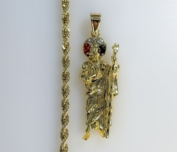 Plated Saint Jude 4mm Rope/Braided Chain Necklace