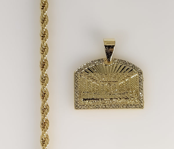 Plated The Last Supper 4mm Rope/Braided Chain Necklace