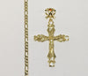 Plated Cross 3mm Figaro Chain Necklace