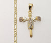Plated Tri-Color Virgin Mary 4mm Figaro Chain Necklace