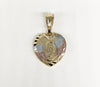 Plated Tri-Gold Heart with Virgin Mary Pendant
