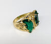 Plated Faux Emerald Butterfly Ring*