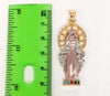 Plated Tri-Gold Virgin Mary Pendant and Figaro Chain Set
