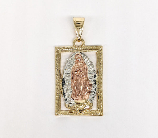 Plated Tri-Gold Virgin Mary Pendant