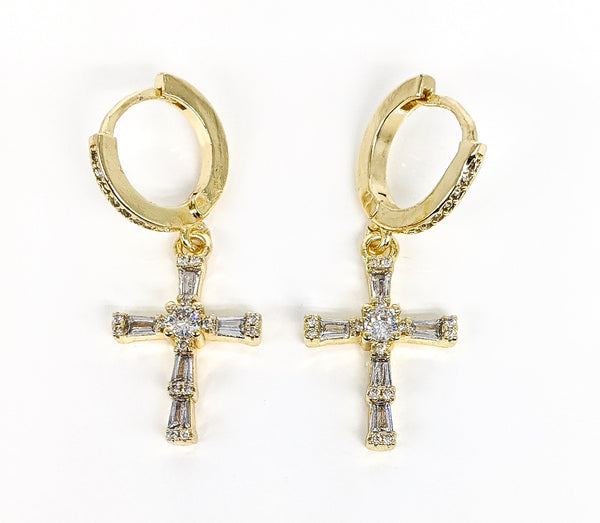 Plated Bling Cross Earring