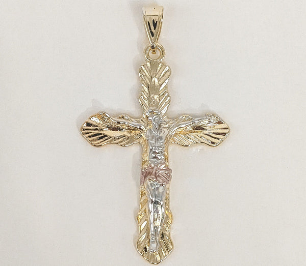 Plated Tri-Color Cross Pendant