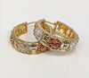 Plated Tri-Color Rose Flower Hoop Earring*