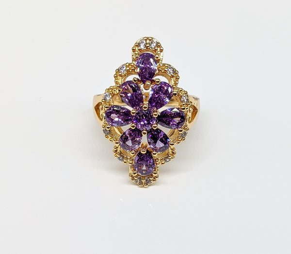 Plated Clear/Purple Stone Ring