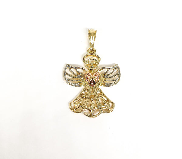 Plated Tri-Color Angel Pendant