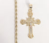 Plated Tri-Gold Cross 4mm Rope/Braided Chain Necklace