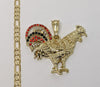Plated Rooster 4mm 14K Diamond Cut Figaro Chain Necklace