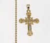 Plated Tri-Gold Cross 2mm Rope/Braided Chain Necklace