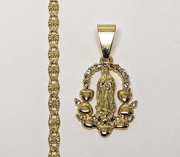 Plated Dainty Virgin Mary 3mm Star Chain Necklace