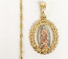 Plated Tri-Color Virgin Mary Twist Chain Necklace