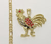 Plated Rooster 4mm 14K Diamond Cut Figaro Chain Necklace