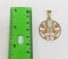 Plated Tri-Gold Virgin Mary 4mm Figaro Chain Necklace