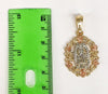 Plated Tri-Gold Virgin Mary Pendant and Figaro Chain Set