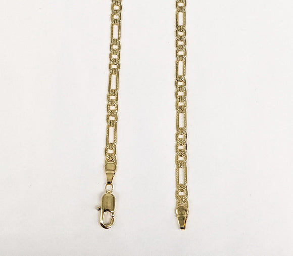 Plated 4mm 14K Diamond Cut Figaro Chain