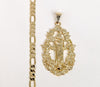 Plated Virgin Mary 5mm Figaro Chain Necklace