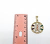 Plated Tri-Gold Virgin Mary 4mm Figaro Chain Necklace