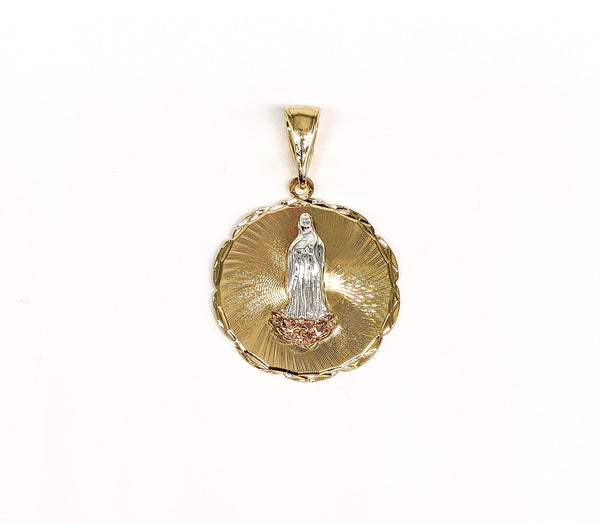 Plated Tri-Color Virgin Mary Pendant