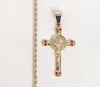 Plated Tri-Gold Cross 2mm Rope/Braided Chain Necklace