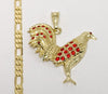 Plated Rooster 5mm Figaro Chain Necklace