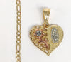 Plated Tri-Gold Virgin Mary 3mm Figaro Chain Necklace
