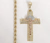 Plated Tri-Color Cross 4mm Rope/Braided Chain Necklace*
