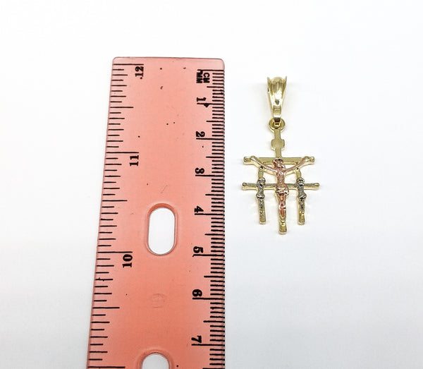 Tri-Plated Triple Cross Pendant