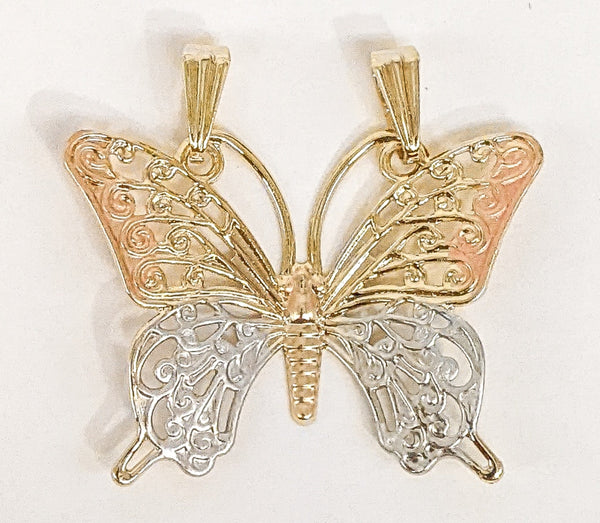 Plated Tri-Gold Butterfly Pendant*