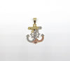Plated Tri-Color Anchor with Cross Pendant