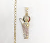 Plated Tri-Gold Saint Jude Pendant and Figaro Chain Set