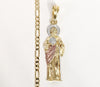 Plated Tri-Color Saint Jude 4mm Figaro Chain Necklace