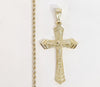 Plated Cross 2mm Rope/Braided Chain Necklace